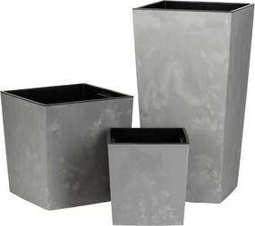 PLASTOVÝ KVETINÁČ FLORE 41X39,5X39,5 CM IMITÁCIA BETÓNU SIVÁ
