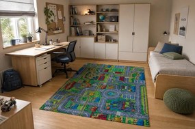 Detský koberec protišmykový BAMBINO 61500 zelený / sivý