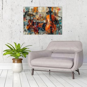 Sklenený obraz - Hudobné nástroje (70x50 cm)