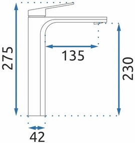 Rea Marco, vysoká umývadlová batéria h-275, zlatá matná, REA-B4895