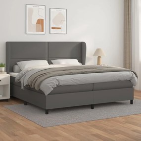 Boxspring posteľ s matracom sivá 200x200 cm umelá koža 3128995