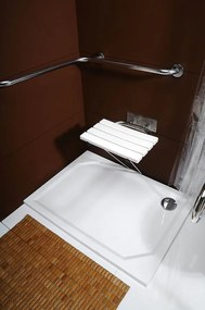 Sapho, Sklopné sprchové sedátko s opornou nohou, biela, XH001