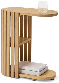 Stolík v tvare písmena C »HOLT« z bambusu s lamelovými prvkami