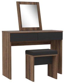 Toaletný stolík JUNO + taburet 45x29,6 cm hnedá/čierna