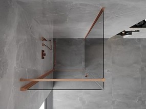 Mexen Mist-B, 1-krídlový výklopný sprchový kút 80 x 80 cm, číre sklo, medený matný profil, 8A2T-080-080-65-00