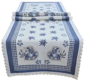 Obrus Kráľovstvo srdcí – modrý 40x140 cm