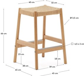 Barové stoličky z dubového dreva v prírodnej farbe v súprave 2 ks (výška sedadla 66 cm) Yalia – Kave Home
