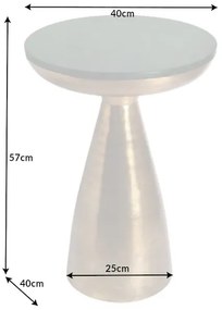 Príručný stolík ELEMENTS 40cm zlatý s odnímateľnou mramorovou doskou zelený