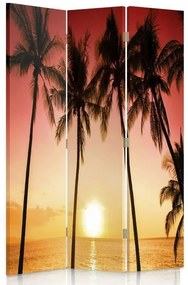 Ozdobný paraván Palm Beach Sun - 110x170 cm, trojdielny, obojstranný paraván 360°