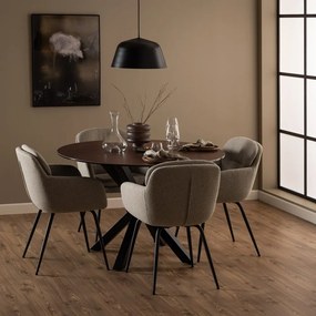 Béžové čalúnené jedálenské kreslo s podrúčkami Dora – Actona