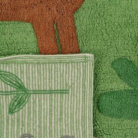 Zelený prateľný bavlnený behúň 90x175 cm Animals – Ixia