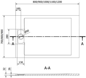 Mexen Otto, SMC obdĺžniková sprchová vanička 110 x 90 cm, biela, 4N109011