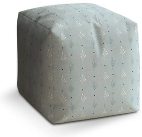 Taburet Cube modré a biele lístky, sivá