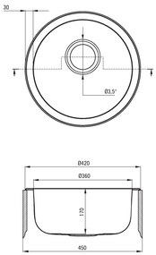 Deante Twist, nerezový drez na dosku 1-komorový B/O 420x170 3,5" + sifón, vzor satyna, ZHC_0803