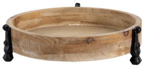 Drevená dekoratívna miska na kovových nôžkach - Ø 26*7 cm