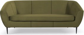 Trojmiestna pohovka Olivio, machovo zelená zamatová tkanina