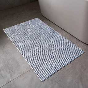 Kúpeľňová penová rohož / predložka PRO-082 Modré mozaikové kruhy - metráž šírka 65 cm
