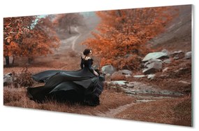 Obraz na skle Ženské jesenné hory 100x50 cm