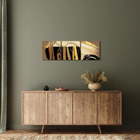 Obraz - Abstrakcia golden brown N⁰2 (s hodinami) (90x30 cm)