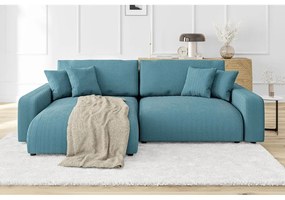 Tyrkysovomodrá menčestrová rozkladacia rohová pohovka Sara – Ropez