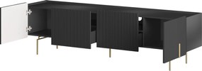 TV skrinka Malmi 200 cm - čierny mat / zlatá