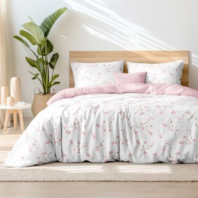 Goldea bavlnené posteľné obliečky duo - kvitnúce sakury s púdrovo ružovou 140 x 200 a 70 x 90 cm