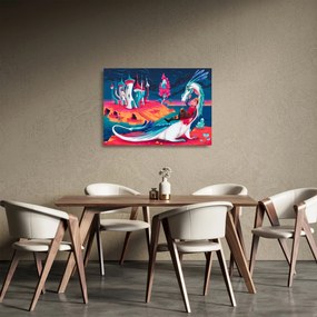 Sklenený obraz - Princ a dračia princezná (70x50 cm)