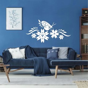 Nálepka na stenu - Motýľ a kvety