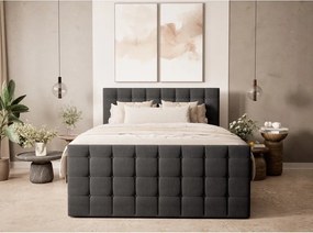 Antracitová boxspring posteľ s úložným priestorom 180x200 cm Tasca – Maison de Rêve