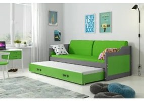 Detská posteľ alebo gauč s výsuvnou posteľou DAVID 200x90 cm Zelená Šedá