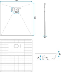Rea Magnum, sprchová vanička 90x90x2,5 cm, čierna, REA-K3910