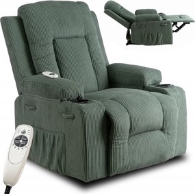 Masážne kreslo BOX Green Corduroy