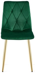 Zelená zamatová jedálenská stolička LIBRA so zlatými nohami