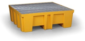 Plastová záchytná vaňa s oceľovým roštom pre 4 sudy, 488 L