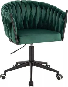 LuxuryForm DESIGN Stolička NORDEN VELUR na čiernej podstave s kolieskami - zelená