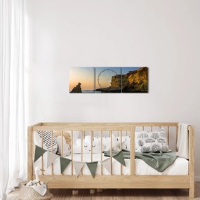 Obraz - morský útes (s hodinami) (90x30 cm)