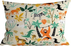 Obliečka na vankúš z mikrovlákna JUNGLE FRIENDS 70x90 cm, farebný
