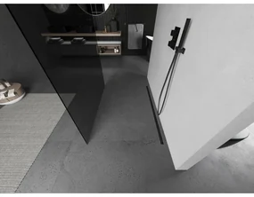 Mexen Kioto, sprchová zástena Walk-In 100 x 200 cm, 8mm šedé sklo, grafitový profil, 800-100-002-66-40