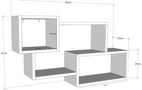 Nástenná polica AYDER 51x90 cm hnedá/biela