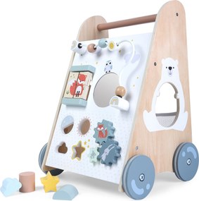 MULTISTORE Drevené chodítko ECOTOYS pre deti 18+ mes. – edukačné s kockami a pohyblivými prvkami