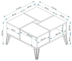 Konferenčný stolík Nirvanus (biela + zlatá). Vlastná spoľahlivá doprava až k Vám domov. 1107850
