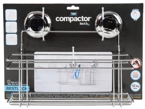 Samodržiaca kovová kúpeľňová polička v striebornej farbe Bestlock Bath – Compactor
