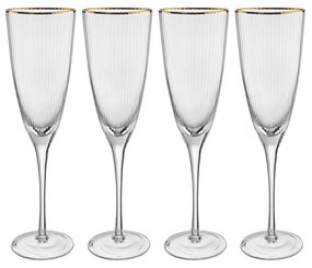 Butlers GOLDEN TWENTIES Sada pohárov na šampanské so zlatým okrajom 250 ml 4 ks