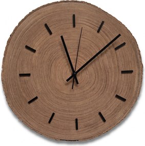 Drevené nástenné hodiny z plátu dreva s kôrou a letokruhmi  | KORRO: Amber - 3072 26-29 cm 4814-115583 KOR007-29-AMBER
