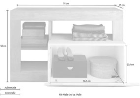 Lavica LENOR 91x209 cm biela/hnedá