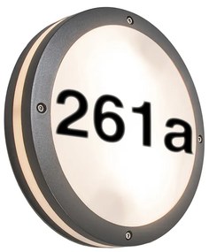 Vonkajšie nástenné svietidlo antracit s číslom domu IP54 - Žiarivé