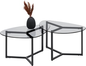 XXXLutz SADA KONFERENČNÝCH STOLÍKOV, sivá, kov, sklo, 82,5/59/36,5-40 cm Ti'me - Stolíky do obývačky - 001125019401