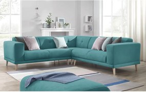 Modrá rohová pohovka s podnožkou Bobochic Paris Luna