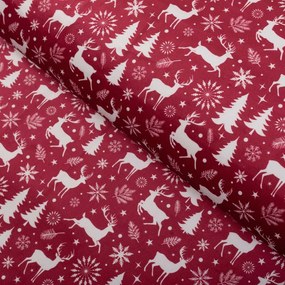 Biante Zamatová obliečka na vankúš Tamara TMR-045 Vianočné jelene a stromčeky na červenom 35 x 45 cm