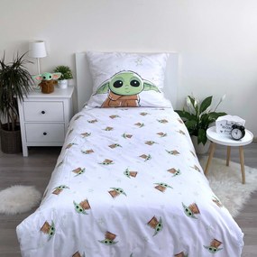 Jerry Fabrics Bavlnené obliečky 140x200 + 70x90 cm - Star Wars "Baby Yoda"